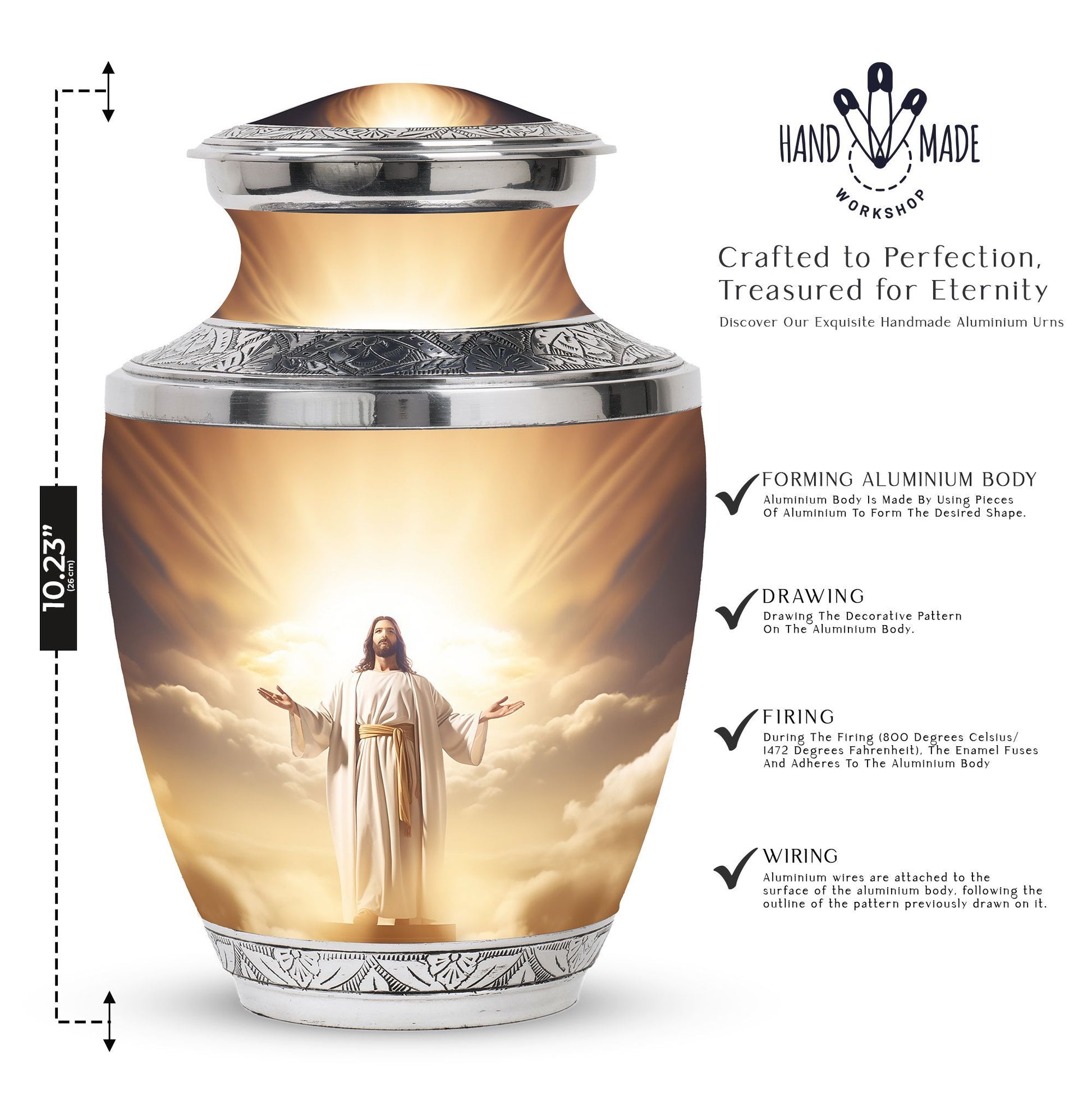 Jesus Christ cross urn in classic design for human Ashes.