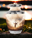 3-inch Jesus Christ cross cremation urn.