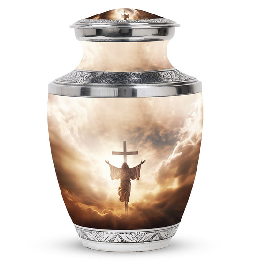 3-inch Jesus Christ cross cremation urn.