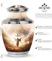 3-inch Jesus Christ cross cremation urn.