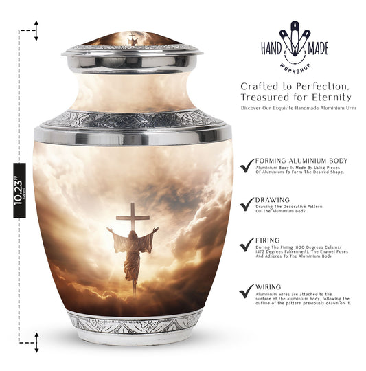 3-inch Jesus Christ cross cremation urn.