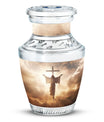 3-inch Jesus Christ cross cremation urn.