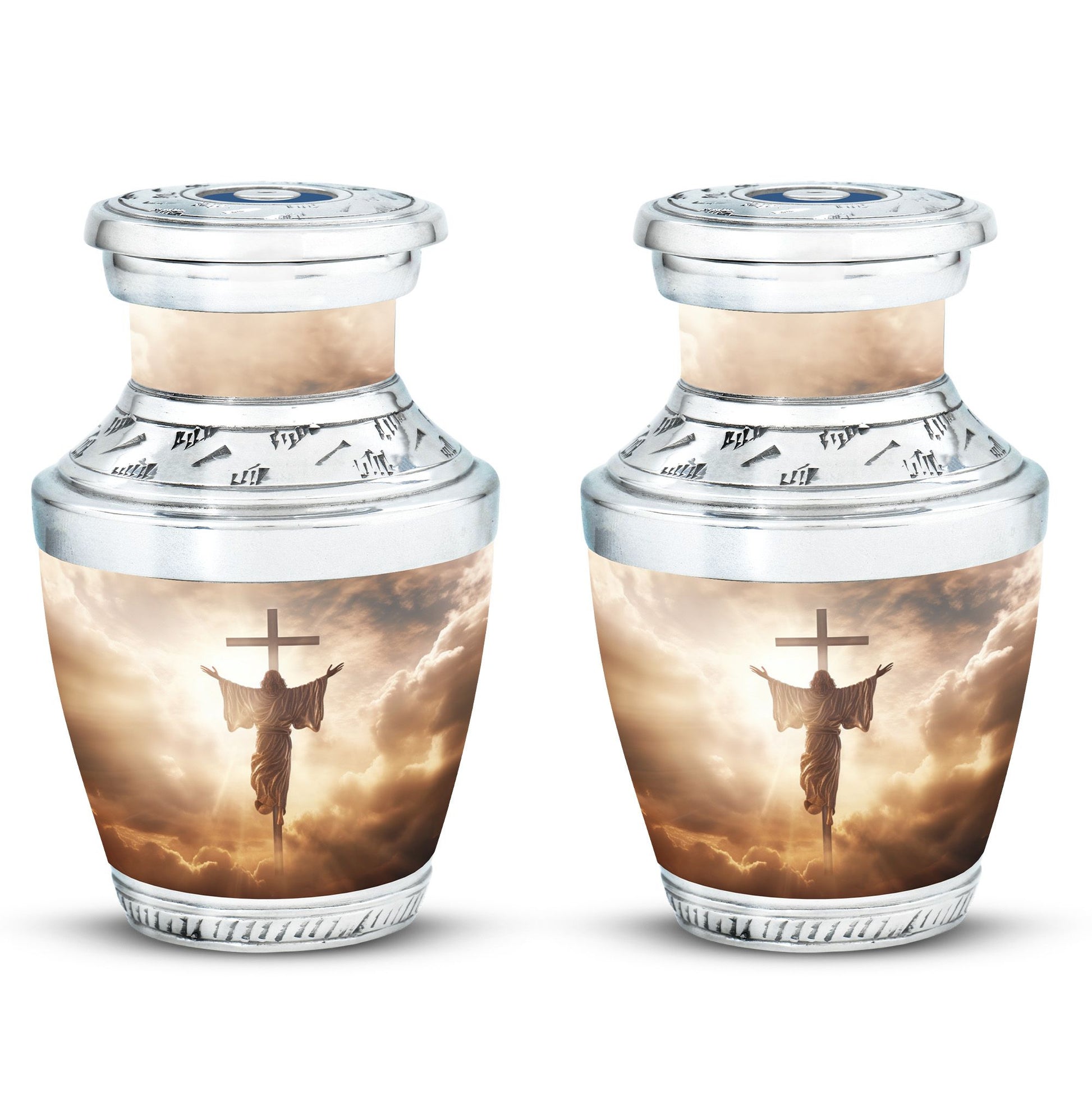 3-inch Jesus Christ cross cremation urn.