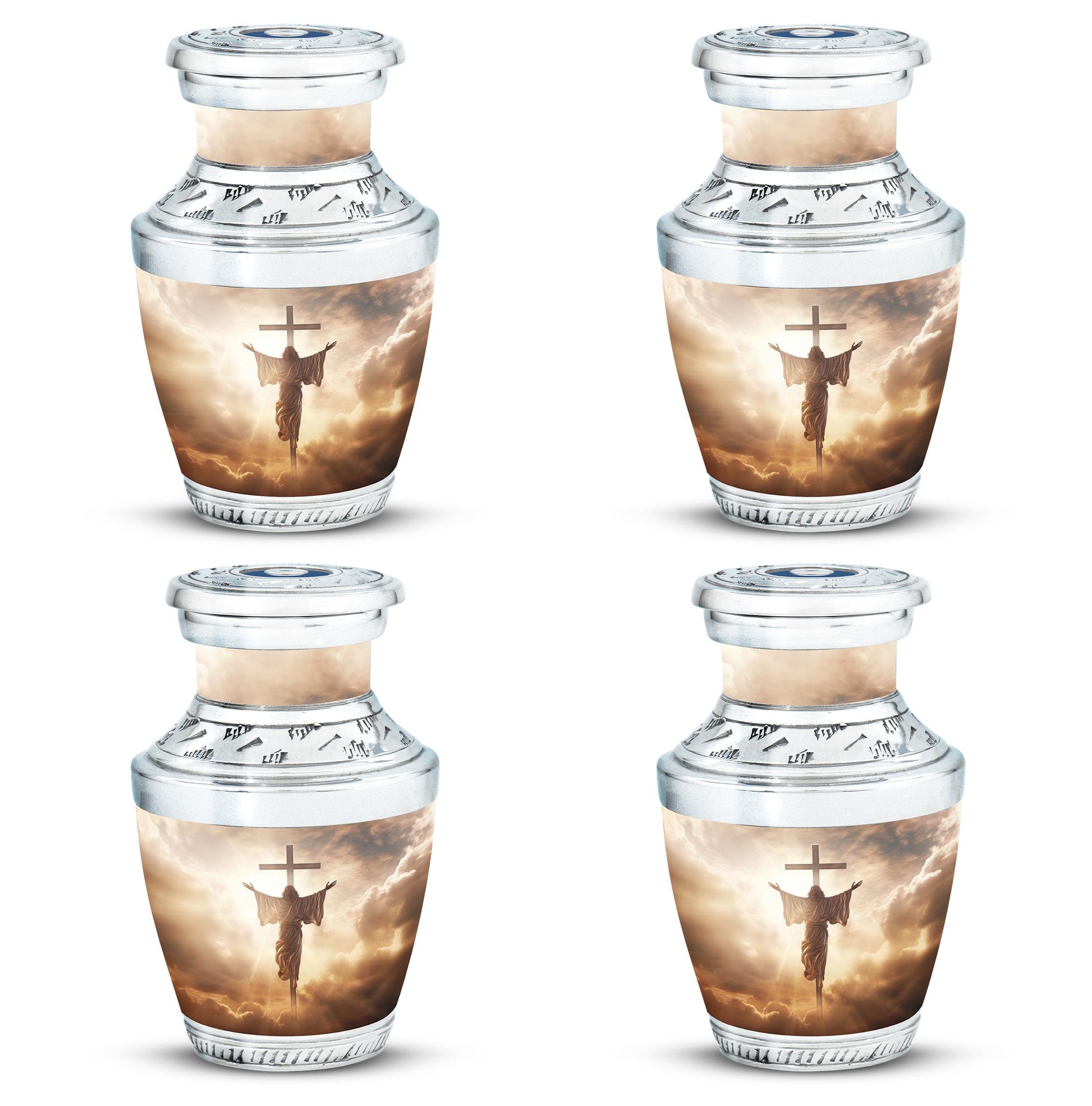 3-inch Jesus Christ cross cremation urn.