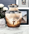 3-inch Jesus Christ cross cremation urn.