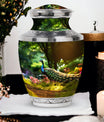 Classic 3-inch aluminium Peacock Memorial Urn.