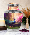 Classic 3-inch Peacock Urn for Ashes, Aluminium Large Urn.