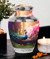 Classic 3-inch Peacock Urn for Ashes, Aluminium Large Urn.