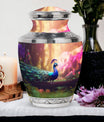 Classic 3-inch Peacock Urn for Ashes, Aluminium Large Urn.