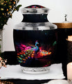 Large Peacock Cremation Urn customizable for adult ashes.