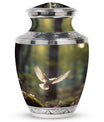 Dove flying Memorial Urn, 3-inch aluminium classic urn.