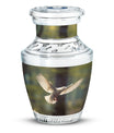 Dove flying Memorial Urn, 3-inch aluminium classic urn.