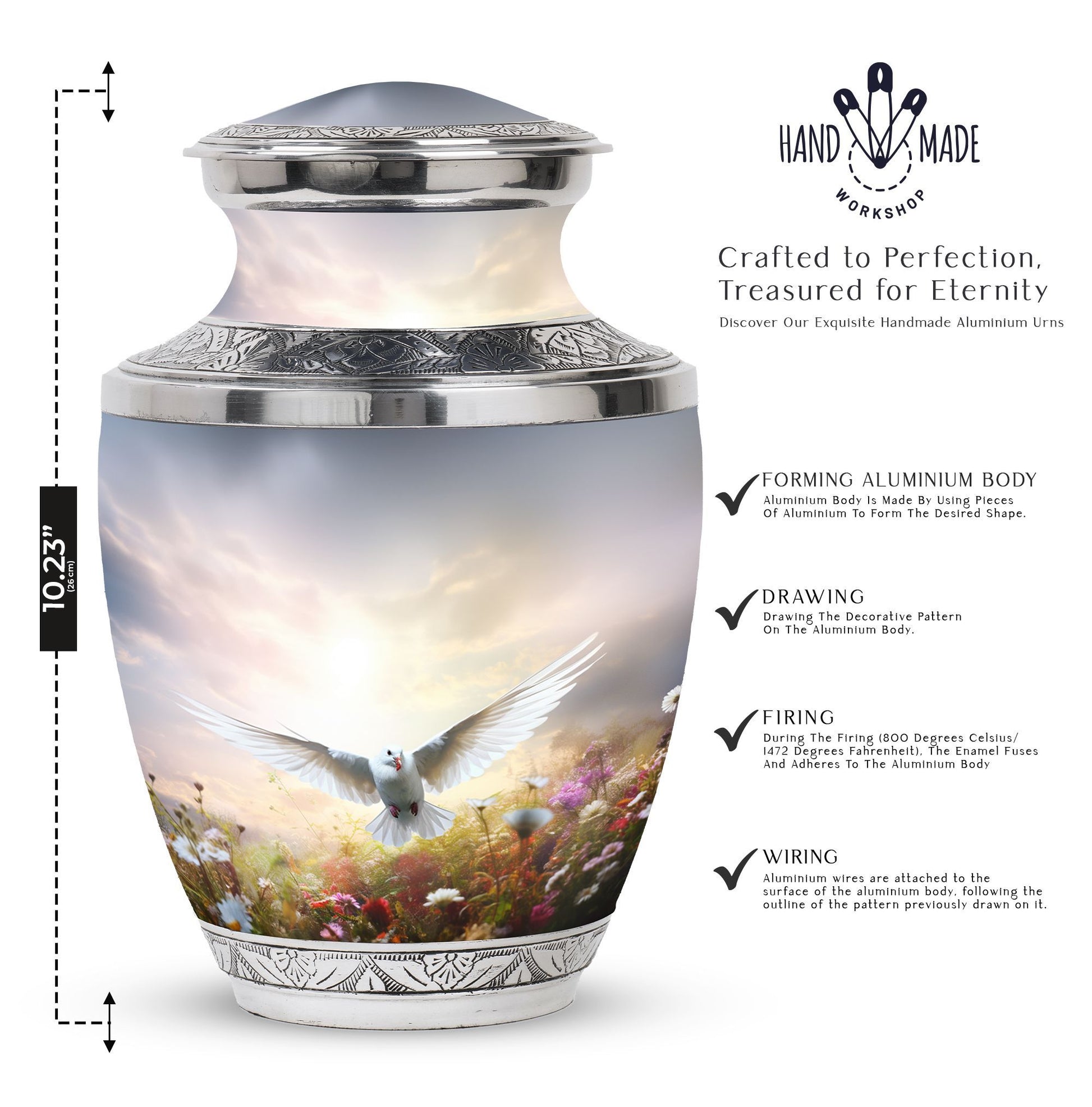 Elegant 3-inch Dove Urns for Ashes, Classic design.