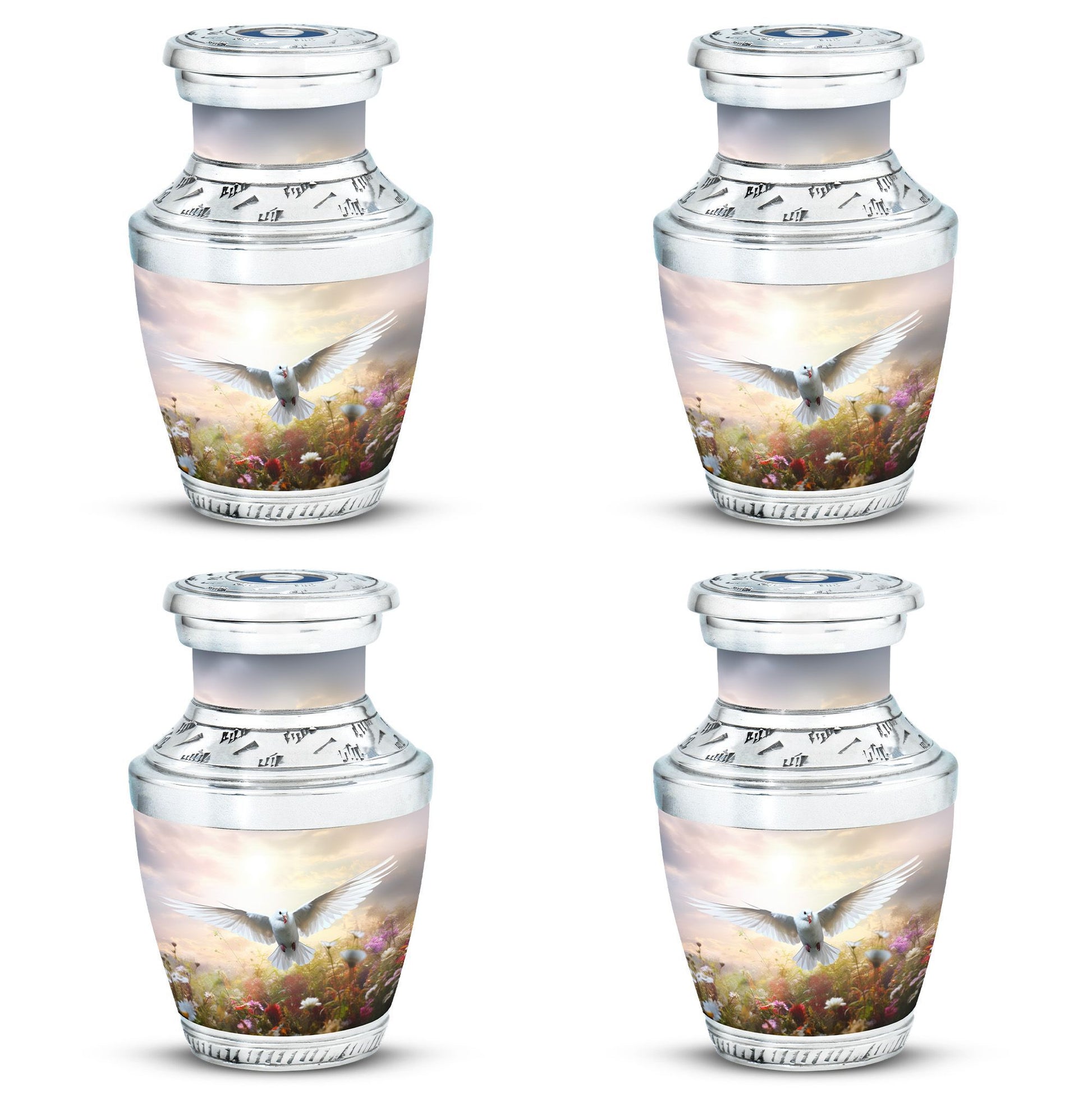 Elegant 3-inch Dove Urns for Ashes, Classic design.