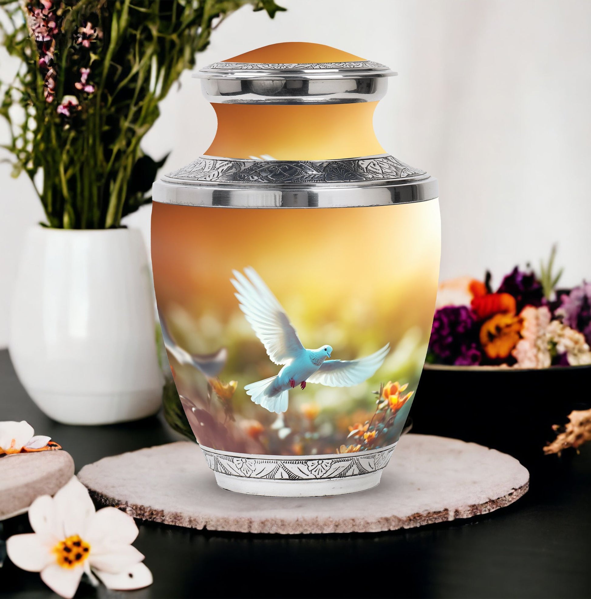 Large Classic Dove Urn for Human Cremation Ashes.