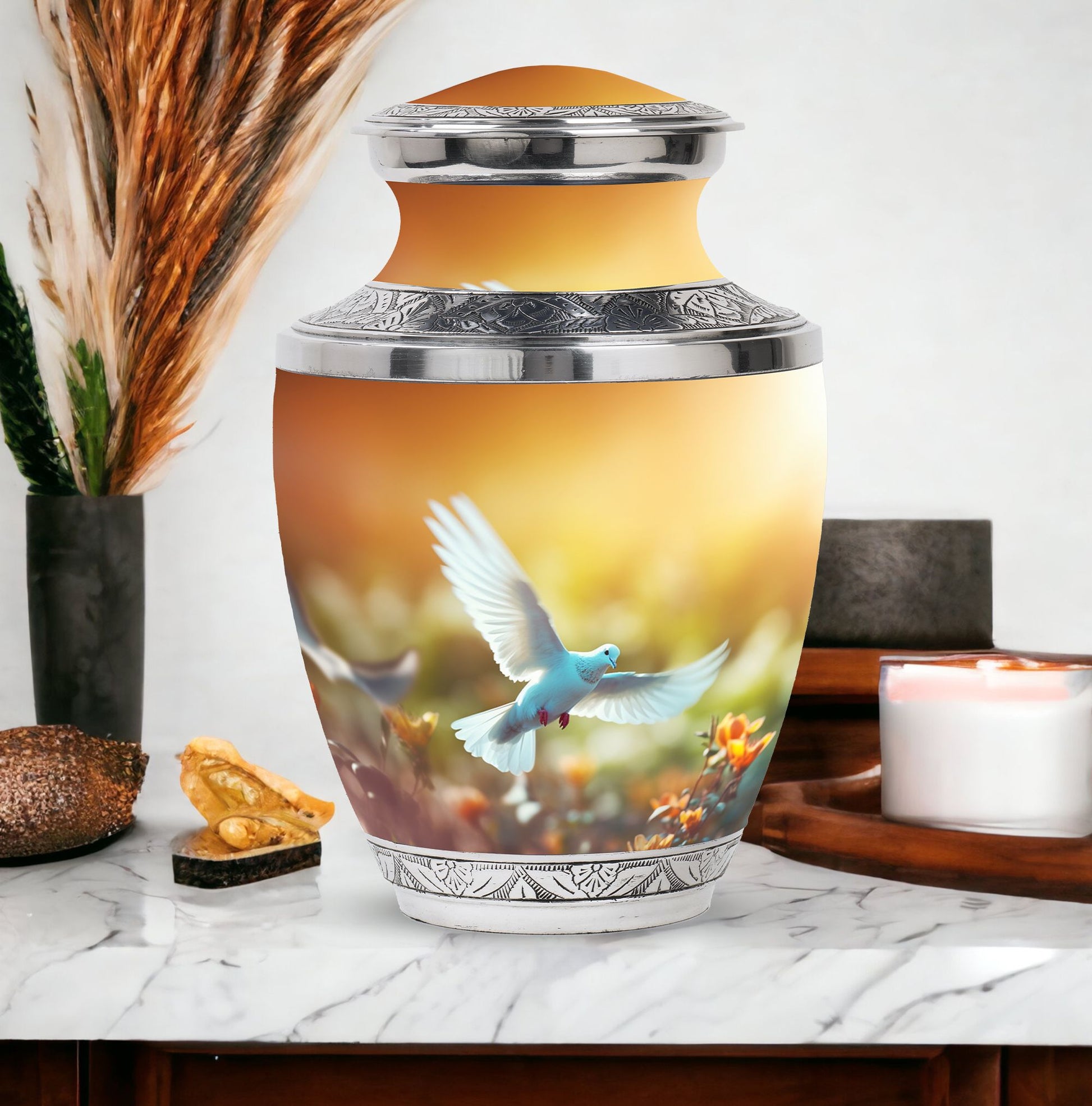 Large Classic Dove Urn for Human Cremation Ashes.