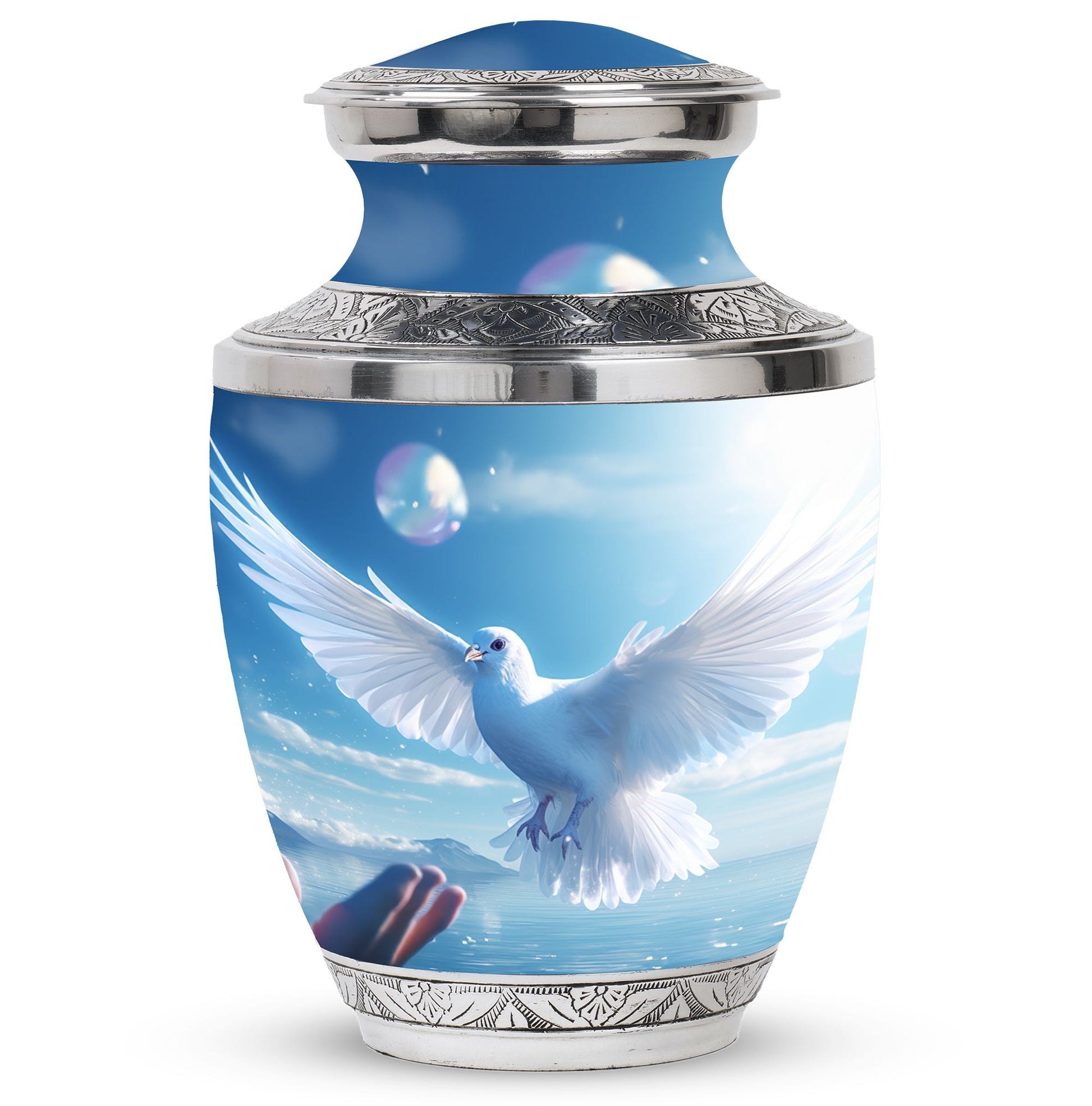 Classic Dove Urn for human ashes, includes velvet pouch