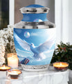 Classic Dove Urn for human ashes, includes velvet pouch