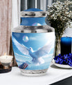 Classic Dove Urn for human ashes, includes velvet pouch