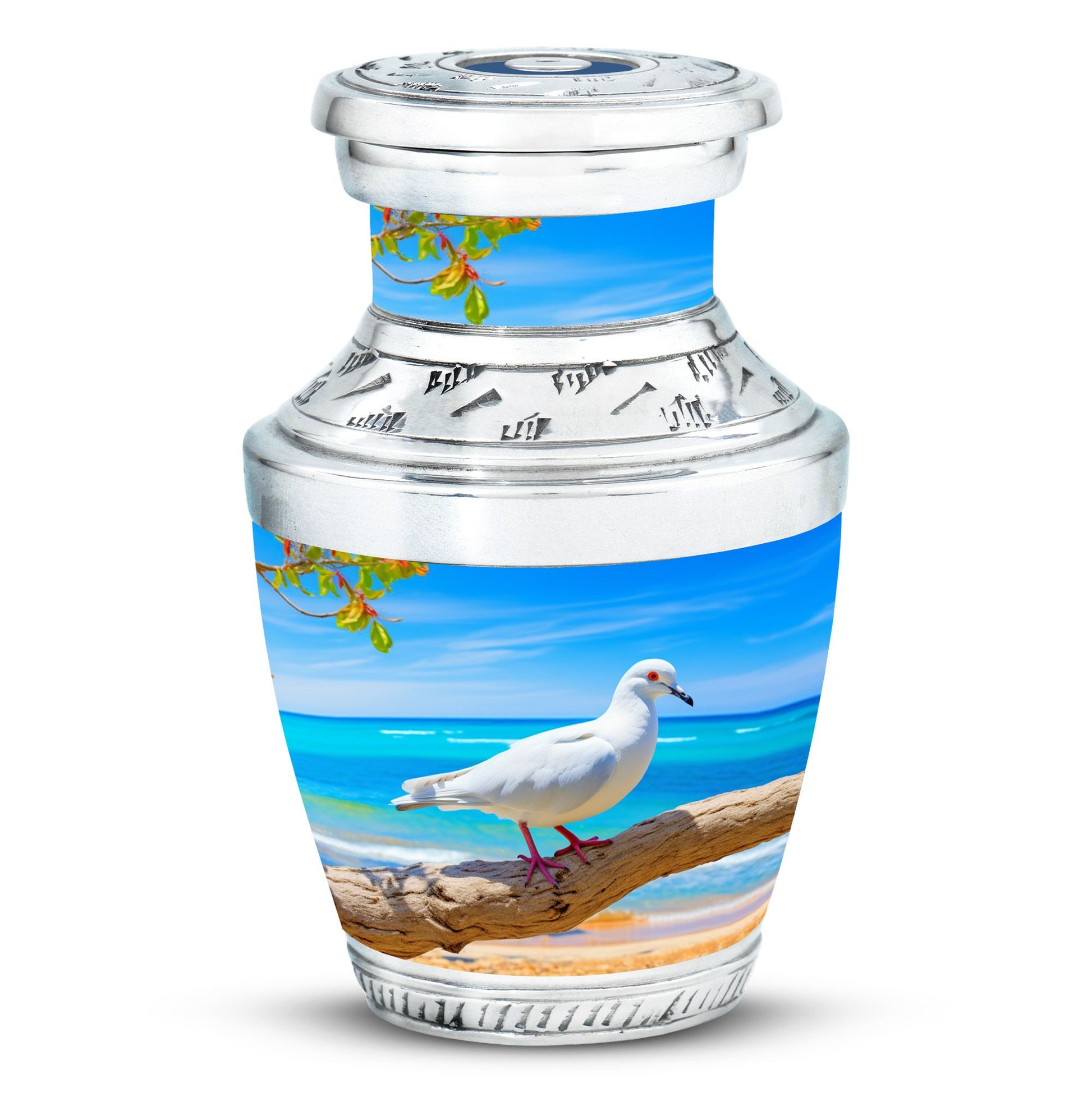 Personalized large Dove cremation urn with classic design.