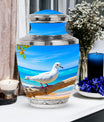 Personalized large Dove cremation urn with classic design.