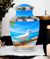 Personalized large Dove cremation urn with classic design.