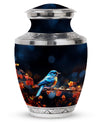 Classic Blue Sparrow Aluminium Urn for Human Ashes.