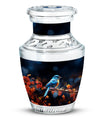 Classic Blue Sparrow Aluminium Urn for Human Ashes.