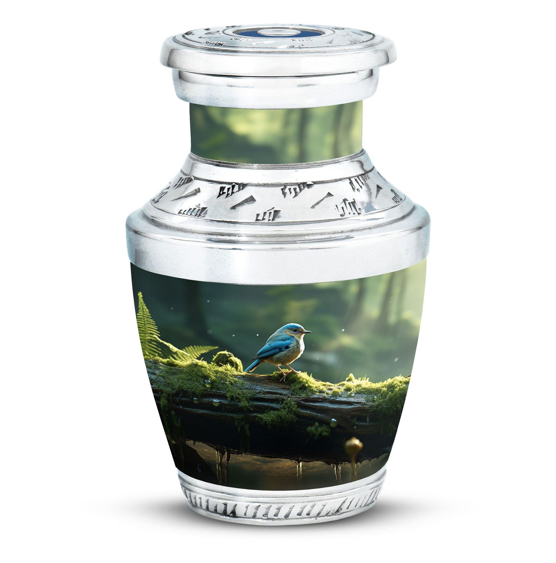 3-inch blue Sparrow cremation urn