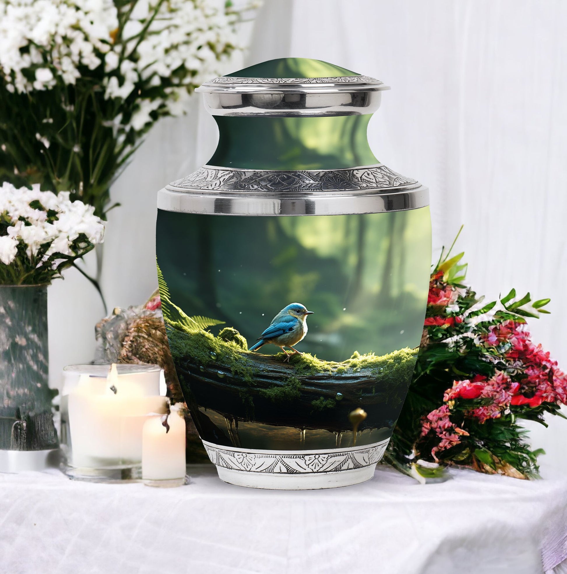 3-inch blue Sparrow cremation urn