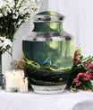 3-inch blue Sparrow cremation urn