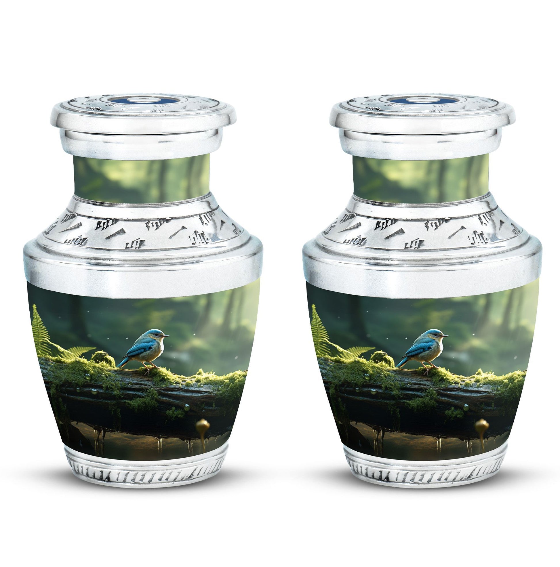 3-inch blue Sparrow cremation urn