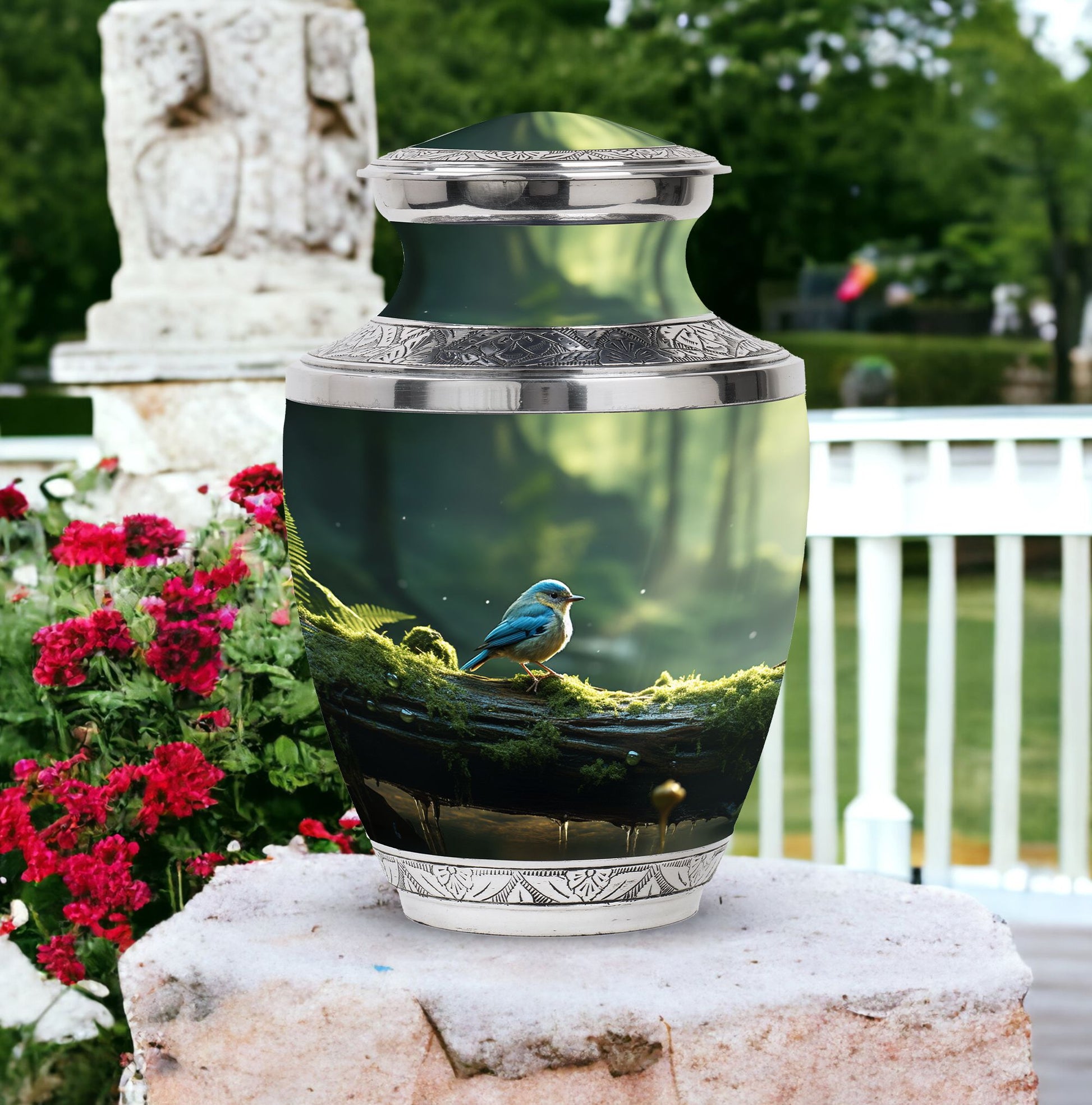 3-inch blue Sparrow cremation urn