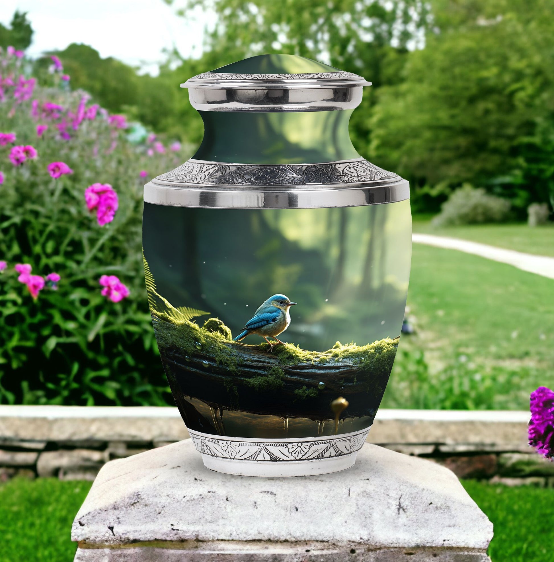 3-inch blue Sparrow cremation urn