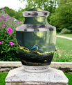 3-inch blue Sparrow cremation urn