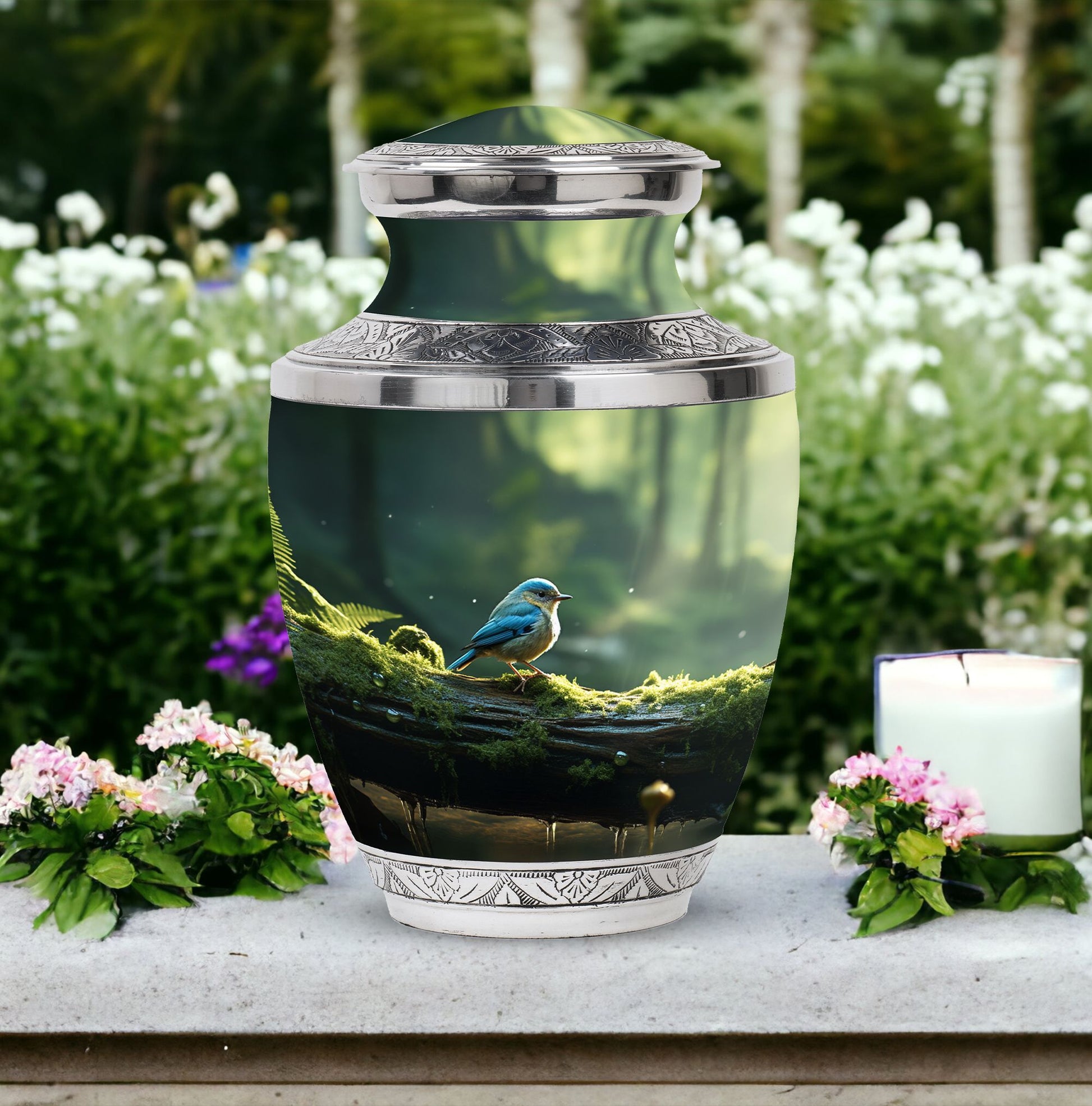 3-inch blue Sparrow cremation urn