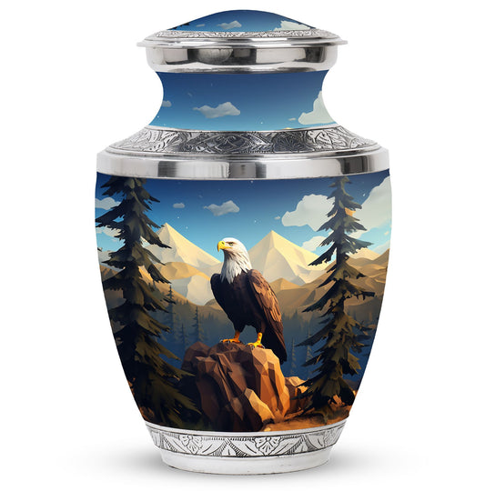 Classic 3-inch Eagle in mountains Cremation Urn.