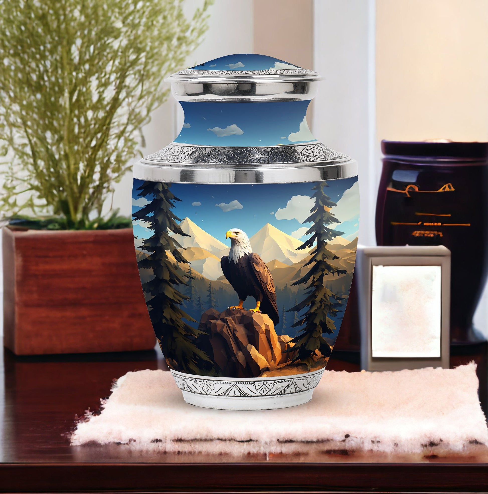 Classic 3-inch Eagle in mountains Cremation Urn.