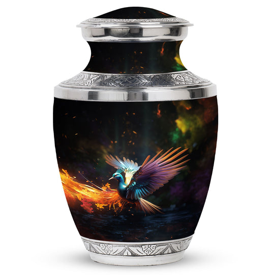 Colorful 3-inch classic swan urn.