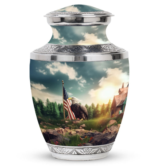 Classic 10-inch Eagle Cremation Urn made of Aluminium.