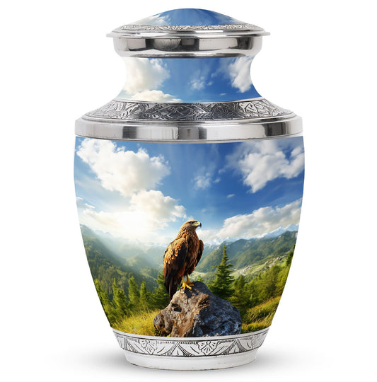 Classic Eagle Memorial Urn, Large Aluminium Cremation Urn.