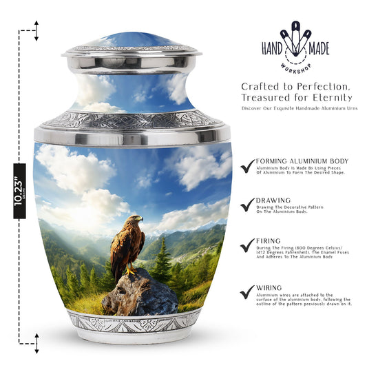 Classic Eagle Memorial Urn, Large Aluminium Cremation Urn.