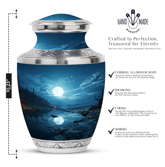 Blue moon urn designed for adult female cremation ashes, can be used as burial urns for human ashes