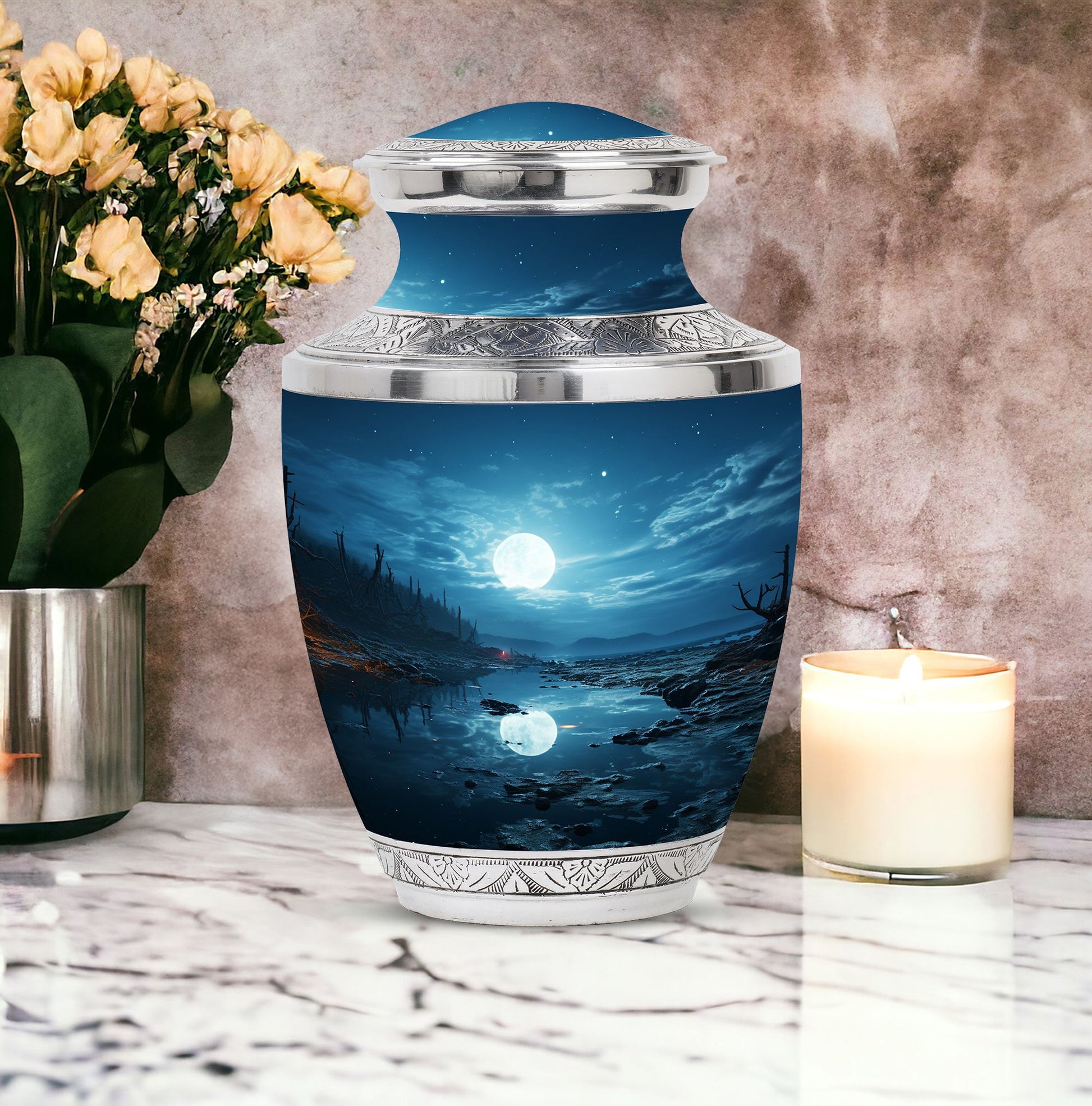 Blue moon urn designed for adult female cremation ashes, can be used as burial urns for human ashes