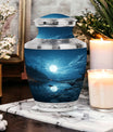 Blue moon urn designed for adult female cremation ashes, can be used as burial urns for human ashes