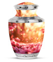 Pink color Flower Urn, an ashes holder or cremation box, commonly used as a funeral or memorial urn