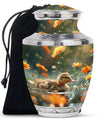 Dawn Flower Duckling - Duck Urn Large Memorial, Funeral Urn For Ashes