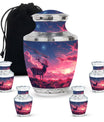 Crimson Twilight Vigil - Deer Urn Memorial, Funeral Cremation Urn