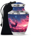 Crimson Twilight Vigil - Deer Urn Memorial, Funeral Cremation Urn