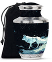 Wolf Wanderlust - Wolf Urn Memorial, Funeral Cremation Urn For Ashes